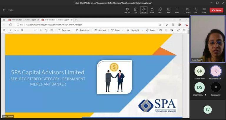  Session on "Requirements for Startups Valuation under Governing Laws"